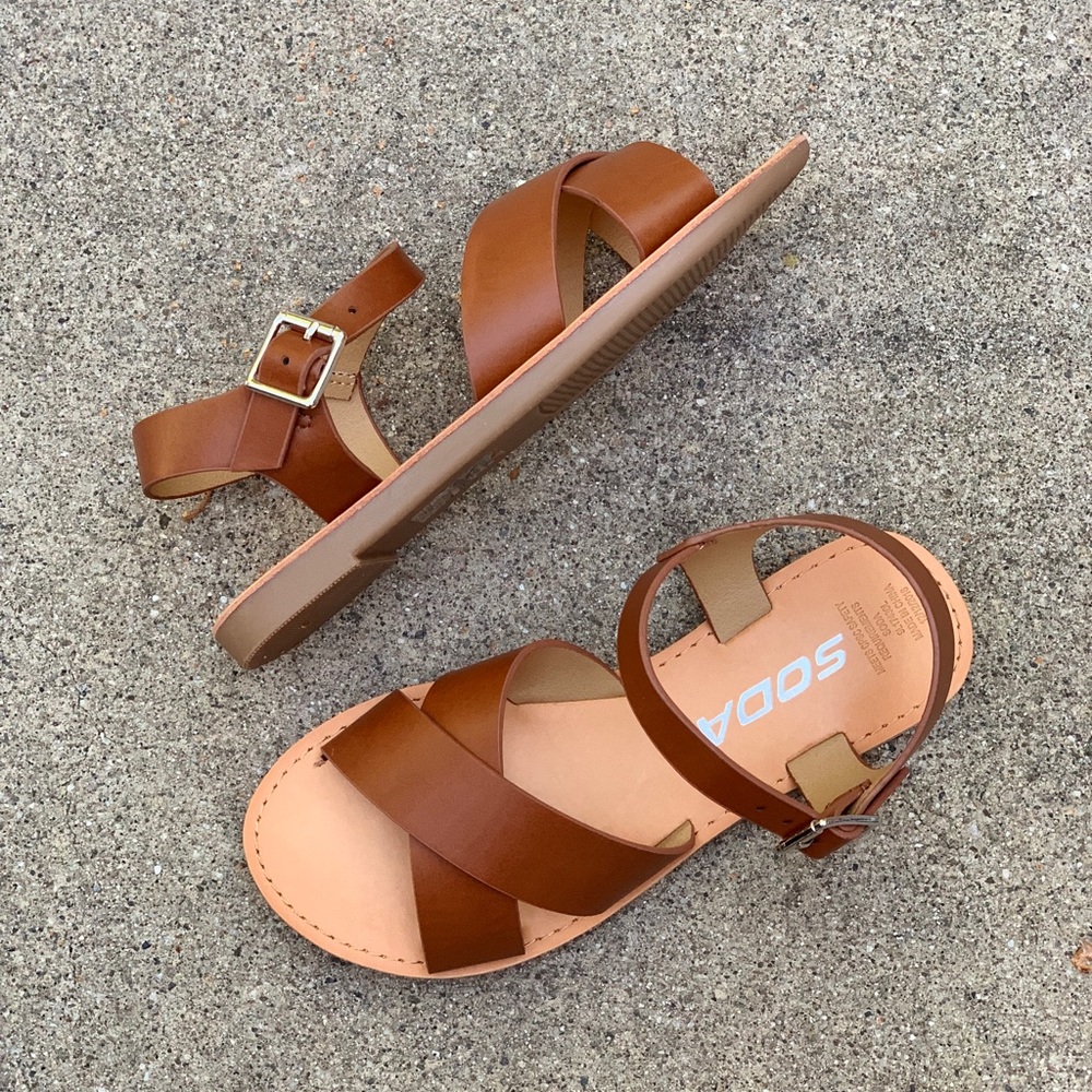 Soda Kids Tan Criss Cross Sandals